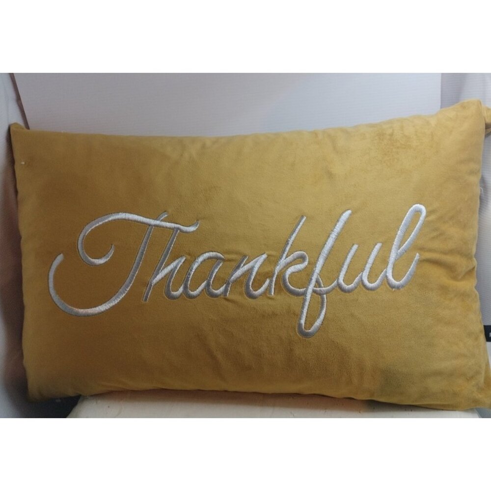 Throw Pillow Case Brown Faux Suede / Silver embroidery Zip Case 23 x 12"